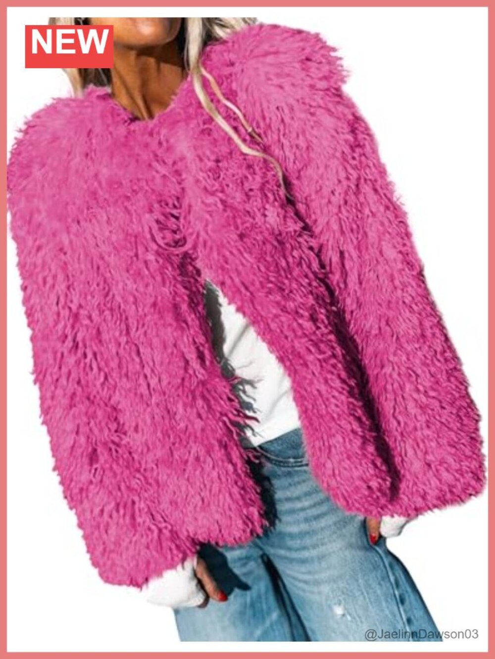 Faux Fur Cropped Jacket Fleece Warm Winter Coat Collarless Snap